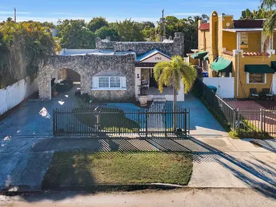 an aerial view of a house with a gate at Private Studio in Little Havana in Miami