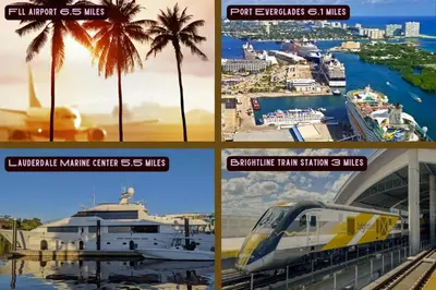 a collage of pictures of a train and a boat at The Rum Locker - 1 King - 2 Twins - Private home and Patio - Sleeps 4 in Fort Lauderdale