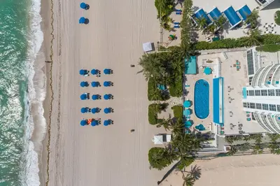 an overhead view of the beach and the ocean at Sunny Isles 1BDR Sea View and Pool in Miami Beach