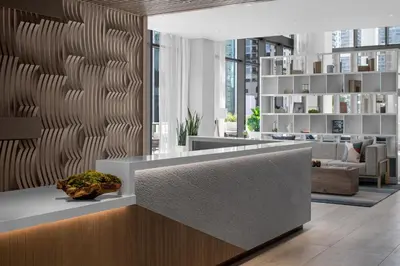 an office with a lobby with a reception desk at Element Miami Brickell in Miami