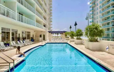 a swimming pool in the middle of a building at Amazing Condo with FREE PARKING in Brickell Miami in Miami