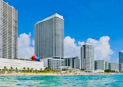 a view of a beach in front of a city at Dramatic Ocean View at Hyde Resort And Residences in Hollywood