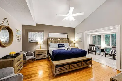 a bedroom with a bed and a ceiling fan at Large home wking bed by PMI unit BH in Fort Lauderdale