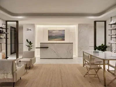 a rendering of a living room with a table and chairs at Four Seasons Hotel and Residences Fort Lauderdale in Fort Lauderdale