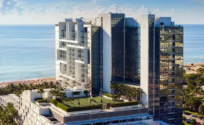 an aerial view of buildings at the beach at W SOUTH BEACH Residences Private King Studio in Miami Beach