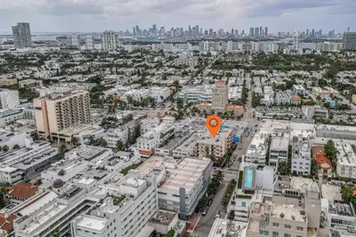 an aerial view of a city with a orange marker at Samira's South Beach Paradise in Miami Beach