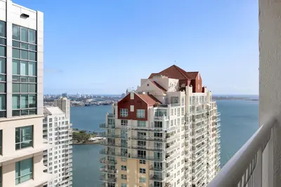 a view from the balcony of a building at Studios in Brickell with Pool, Gym, free parking and Game Room in Miami