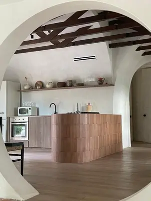 a kitchen with a wooden counter in a room at Casa Terra Lumi - at lumicollection in Fort Lauderdale