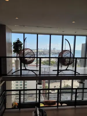 a view from the top of a building with two baskets at Lovely Condo Unit in Miami