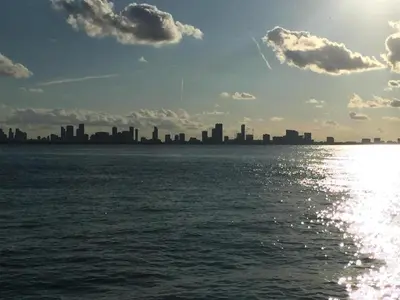 a view of the city from the water at Sun Sand and Love - Lovely 2 Beds, 2 Bath Condo in Miami Beach