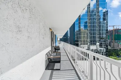 a balcony with a view of a city at Luxurious 3BR Condo with Pool in Brickell in Miami
