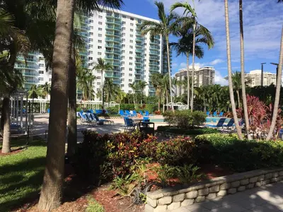 a view of the resort from the pool at DISFRUTA SUNNY ISLES OCEAn 1206 STR-02816 in Miami Beach