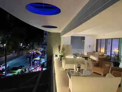 a view of a living room with a blue ceiling at Boutique Suite with Huge Terrace and Rooftop Pool in Miami Beach