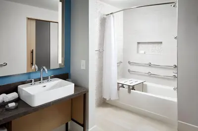 a bathroom with a sink and a tub and a toilet at Loews Coral Gables Hotel in Miami