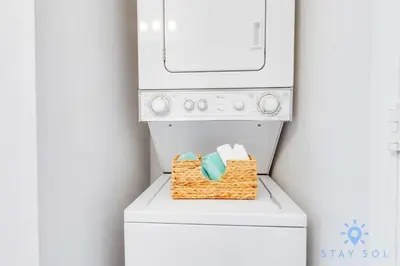 a white washer and dryer with a washing machine at Free Parking - Bay View - Pool - Step To Beach in Hollywood