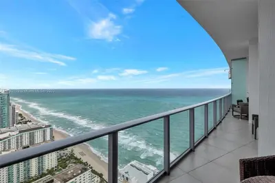 a view of the ocean from a condo balcony at Penthouse Condo at Lyfe Resort and Residences in Hollywood