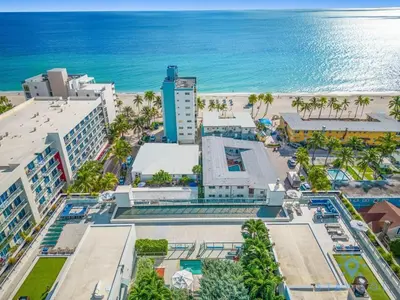 an aerial view of the beach and buildings at Rooftop Pool - Hot Tub - Hollywood Beach Broad - walk in Hollywood