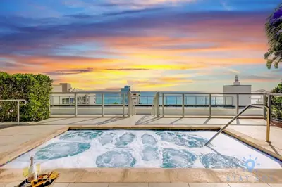 a hot tub on the roof of a building at Ocean View Balcony - Rooftop Pool & Hot Tub - Gym in Hollywood