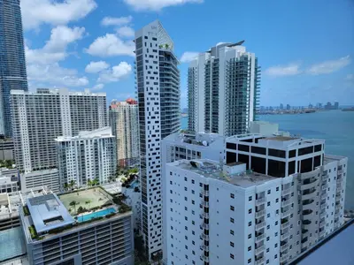 an aerial view of a city with tall buildings at Four Seasons Studio - Privately Owned Unit in Miami