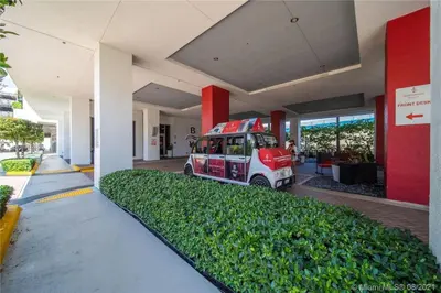 a food van parked inside of a building at Chic Beach Studio Walk to Shore Sleeps 4 -14B in Hallandale Beach