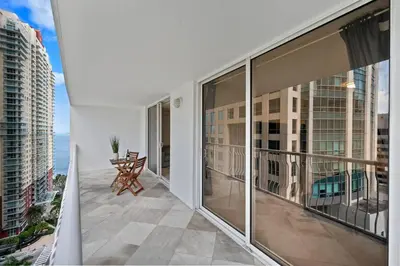 a balcony with a view of a building at Amazing location W Parking in Miami in Miami