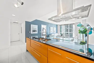 a kitchen with a sink and a counter top at Gorgeous Unit At The W Building Priceless Location in Miami