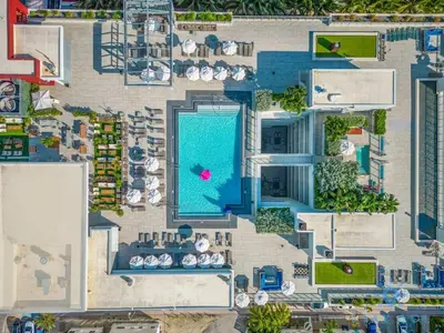 an overhead view of a pool at a resort at Perfect Relax - Rooftop Pool - Gym - Hot Tub in Hollywood