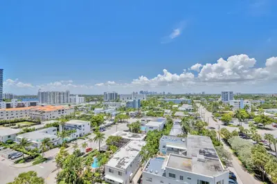 an aerial view of a city with buildings at Stylish 1 BR at Fort Lauderdale in Fort Lauderdale