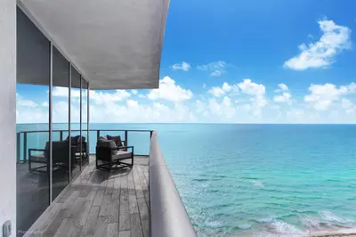 a view of the ocean from the balcony of aominium at Ocean Front State Of The Art in Hollywood