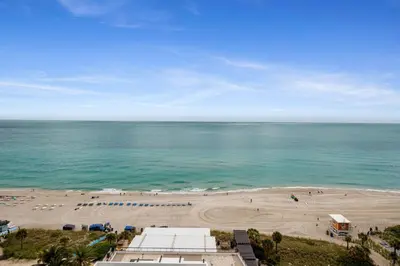 an aerial view of a beach and the ocean at Zen Vacation Rentals Ocean front 3 3 MAZAL in Hollywood