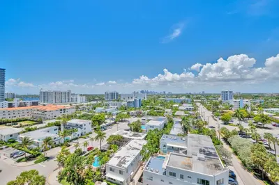an aerial view of a city with buildings at Luxury 1 BR Suite at Fort Lauderdale in Fort Lauderdale