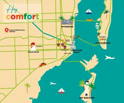 a map of the coronado resort and casino at Bright and Airy Miami 1BR Apt Near Brickell in Miami