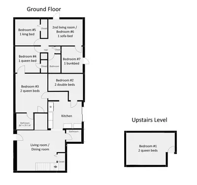 a plan of the ground floor of a house at Beautiful 7-Bedroom Villa with Pool in Hialeah