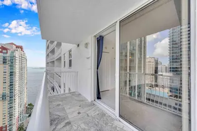 a balcony with a view of the ocean at Iconic High floor 3 bedrooms in the heart of Miami in Miami