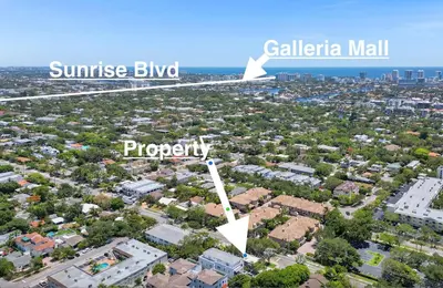 an aerial view of the city of sunset blvd at Unique Las Olas Stay Pool Free Parking in Fort Lauderdale