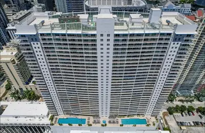 an aerial view of a large building at Centric 40thFloor Brickell Condo FREE parking by Palermo Home Miami in Miami