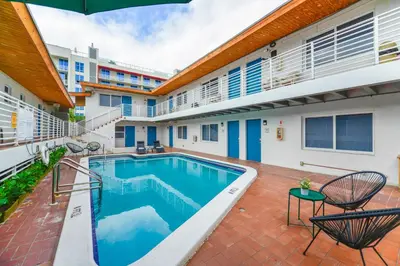 an image of a swimming pool in a building at Magical Beach Escape with Pool -M37 in Hollywood