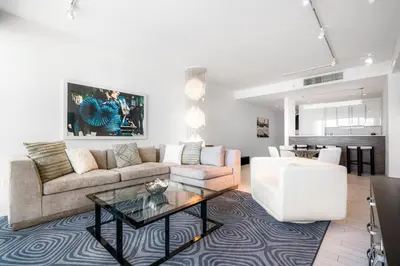 a living room with a couch and a table at Ocean View Residence at South Beach -1114 in Miami Beach