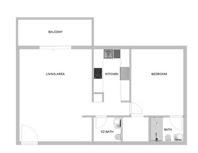 a floor plan of a house at Large 1 bedroom apartment with free private parking in Miami Beach