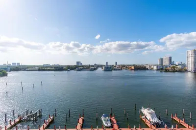 a view of a river with boats in the water at Golden Bay 805 in Miami Beach