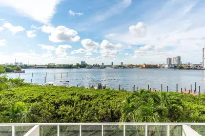 a view of a river with a city in the background at Golden Bay 402 in Miami Beach