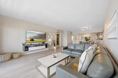 a living room with a couch and a table at Golden Bay 509 in Miami Beach