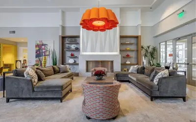 a living room with two couches and a fireplace at Doral 1BR w wd pool gym nr Airport MIA-17 in Miami