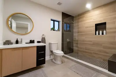 a bathroom with a toilet and a shower and a sink at Mega Fun Villa Northwest Miami BY THE GLAMHOMES in Miami