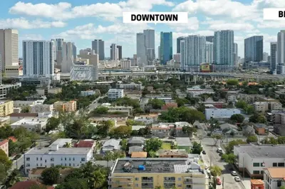 an aerial view of a city with buildings at Cozy Apartment Near Brickell in Miami
