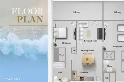 a picture of a floor plan of a house at Pool - Apartment with Balcony - Gym - Near Beach in Hallandale Beach