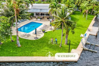 an aerial view of the waterport resort with a swimming pool at 180 of Waterfront Heated Pool Walk To Beach Paradise Point Key RESIDENCES in Fort Lauderdale