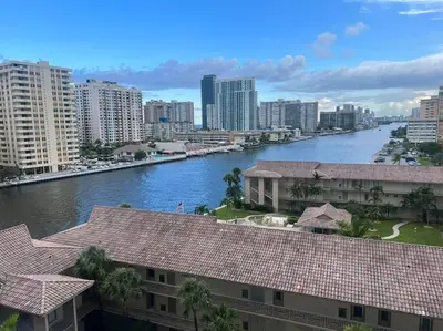 a view of a river in a city with buildings at Cozy & Comfortable 1BR Apt in Miami Beach 2804A in Hallandale Beach