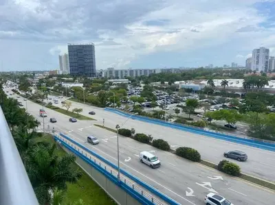 a view of a highway with cars on the freeway at Cozy & Comfortable 1BR Apt in Miami Beach 2804A in Hallandale Beach